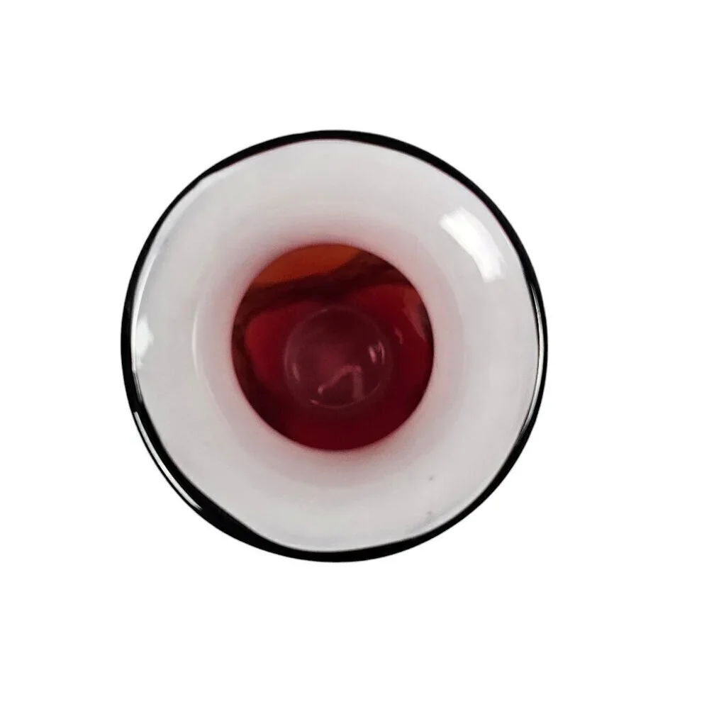 Glass Blown Sommerso Art Red And Black Glass Vase